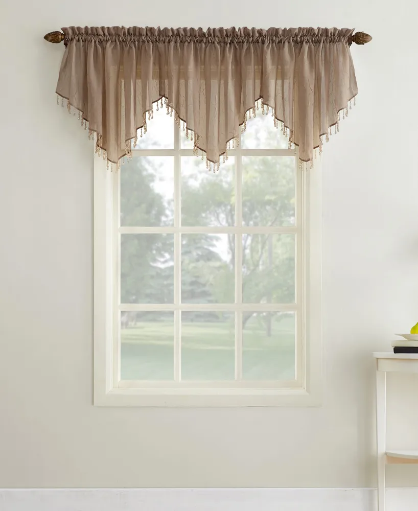 Crushed Sheer Voile Ascot Beaded Rod Pocket Curtain Valance