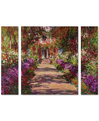 Claude Monet 'A Pathway in Monet's Garden' Large Multi-Panel Wall Art Set, 30" x 41"