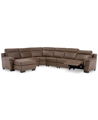 Closeout! Julius Ii -Pc. Leather Chaise Sectional Sofa With 1 Power Recliner, Headrest & Usb Outlet