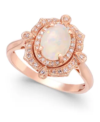 Effy Opal (5/8 ct. t.w.) and Diamond (1/6 Oval Ring 14k Rose Gold