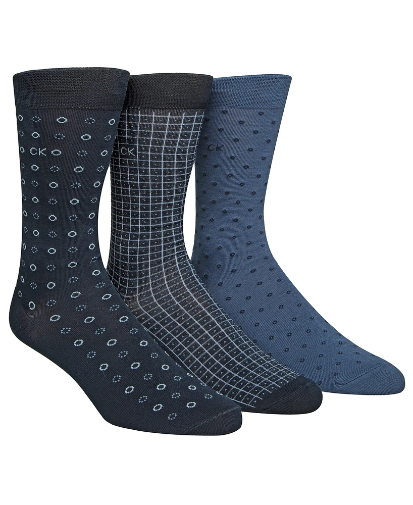 Calvin Klein Men's 3-Pk. Patterned Crew Socks