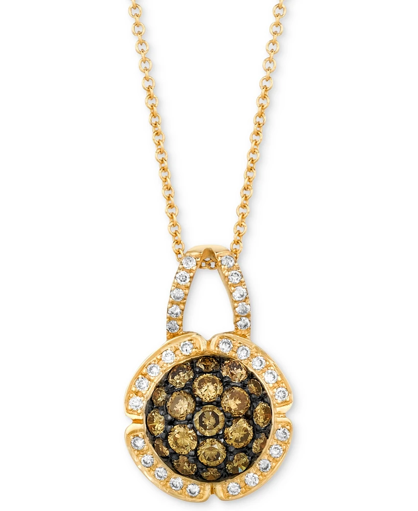 Le Vian Chocolatier Diamond Cluster 18" Pendant Necklace (7/8 ct. t.w.) in 14k Gold