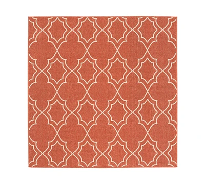 Closeout! Livabliss Alfresco Alf-9591 Rust 7'3" Square Area Rug, Indoor/Outdoor