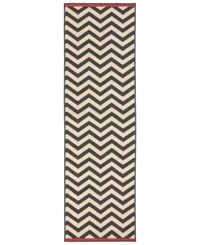 Closeout! Livabliss Alfresco Alf-9646 Black 2'3" x 11'9" Runner Area Rug, Indoor/Outdoor