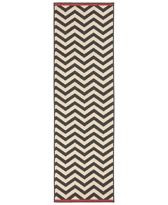 Closeout! Livabliss Alfresco Alf-9646 Black 2'3" x 11'9" Runner Area Rug, Indoor/Outdoor