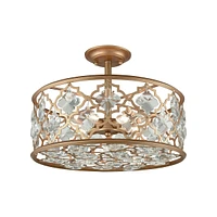 Armand 4 Light Semi Flush in Matte Gold with Clear Crystal