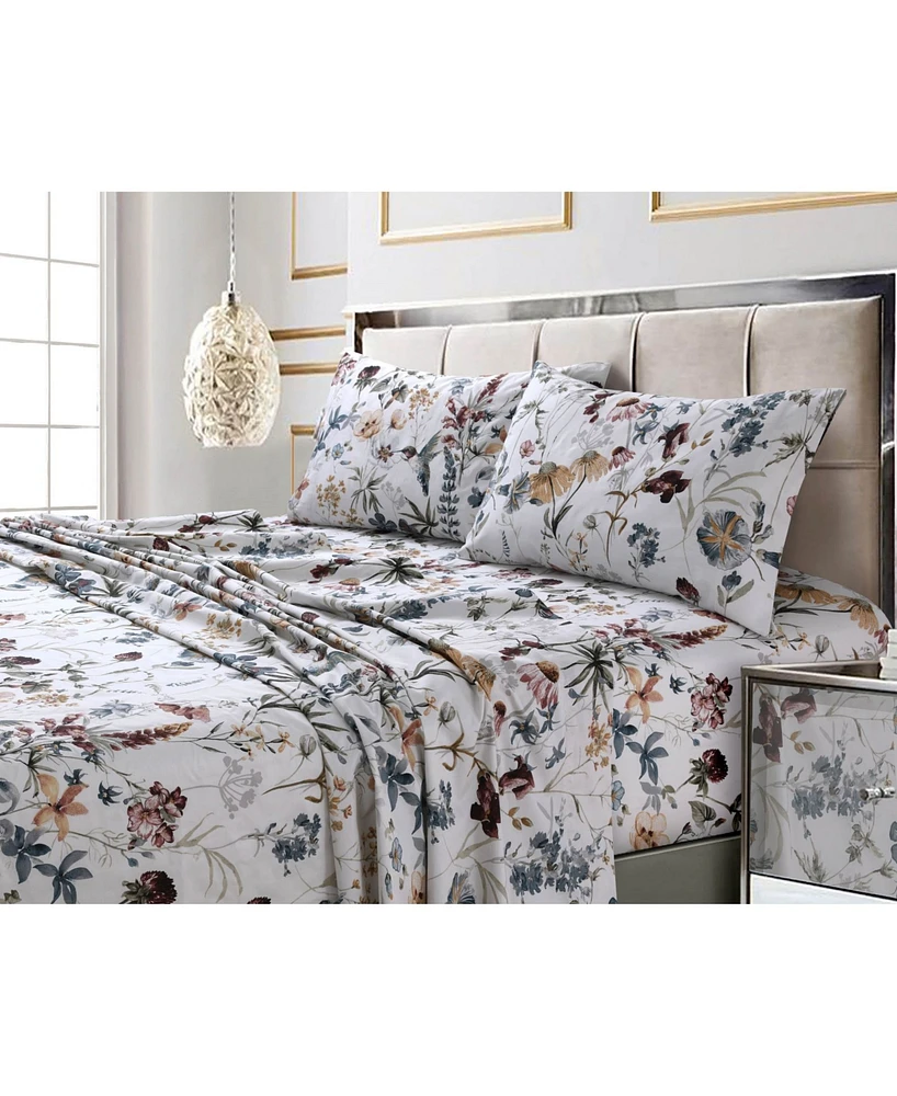 Amalfi Printed 300 Tc Cotton Sateen Extra Deep Pocket Queen Sheet Set