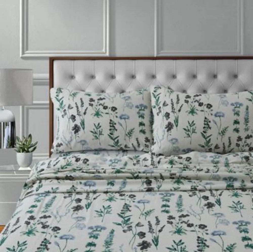 Tribeca Living Fleur Cotton Flannel Printed Extra Deep Pocket Sheet Sets