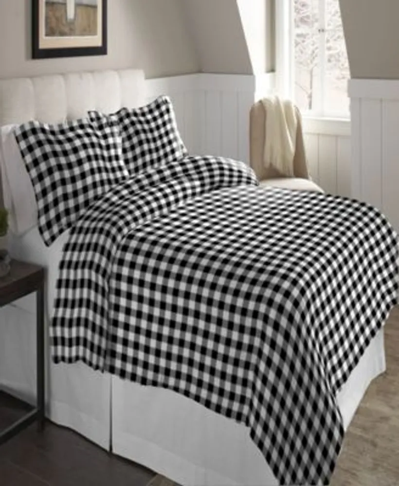Pointehaven Buffalo Check Superior Weight Cotton Flannel Duvet Cover Set