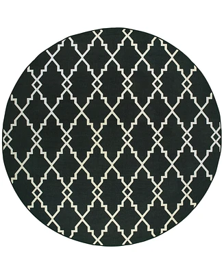 Oriental Weavers Marina 7763K Black/Ivory 7'10" Indoor/Outdoor Round Area Rug