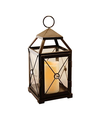 Lumabase Warm Black Gem Metal Lantern with Led Candle