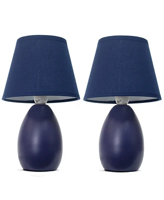 Simple Designs Mini Egg Oval Ceramic Table Lamp 2 Pack Set