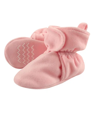 Hudson Baby Baby Girls Hudson Cozy Velour Booties, Light Pink, 0-6 Months