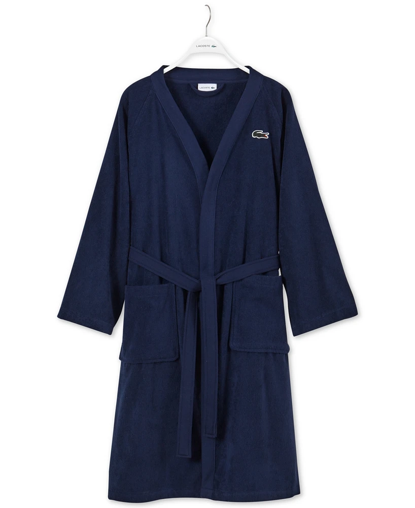 Lacoste Home Logo Patch 100% Cotton Pique Bath Robe