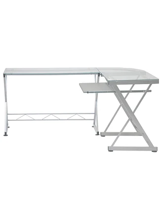 Techni Mobili L-Shaped Glass Top Computer Desk