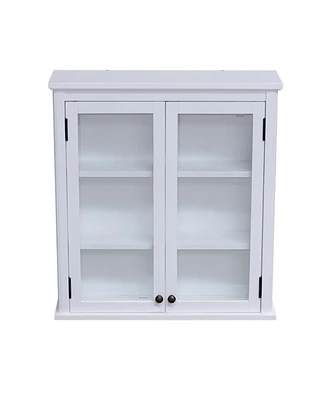Alaterre Dorset Wall Mounted Bath Storage Cabinet With Glass Cabinet Doors