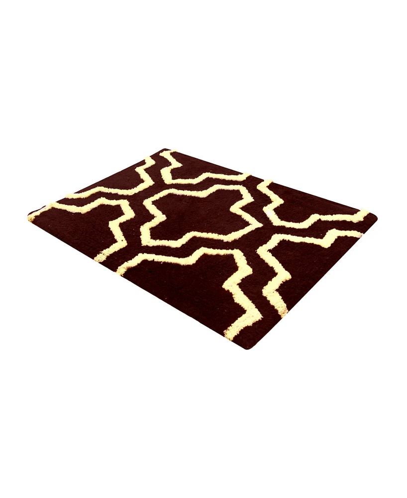 Saffron Fabs Quatrefoil Non-Skid Cotton 2-Pc. Bath Rug Set