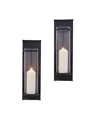Danya B. Metal Pillar Candle Sconces with Glass Inserts - Set of 2