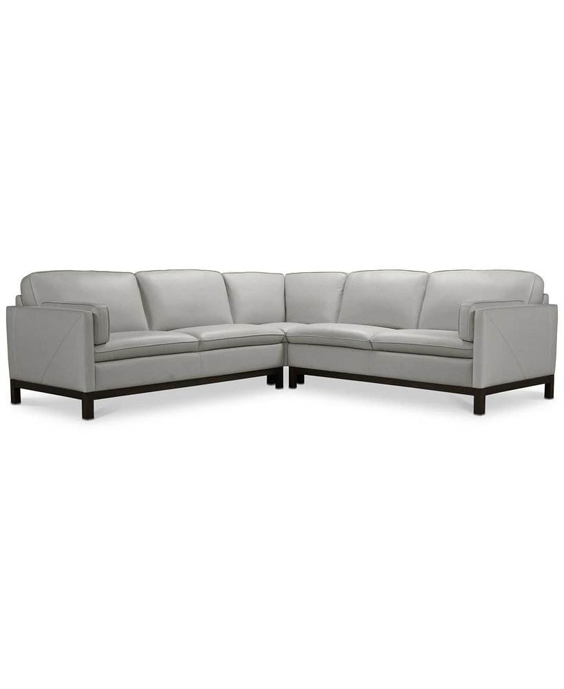 Closeout! Virton 3-Pc. Leather "L" Sectional Sofa, Created for Macy's