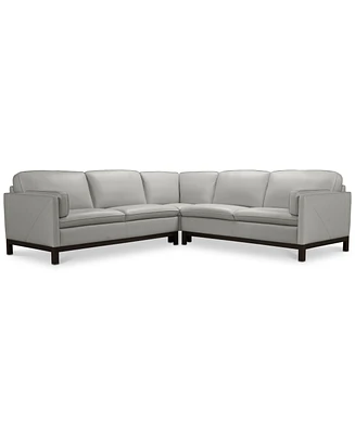 Closeout! Virton 3-Pc. Leather "L" Sectional Sofa, Created for Macy's