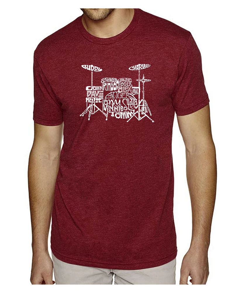 La Pop Art Mens Premium Blend Word T-Shirt - Drums