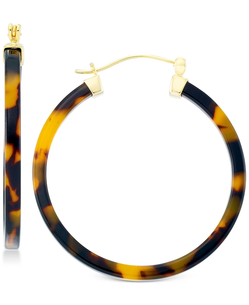 Simone I. Smith Tortoiseshell-Look Lucite Hoop Earrings in 18k Gold over Sterling Silver