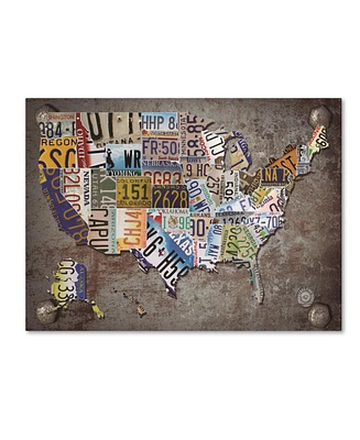 Masters Fine Art 'Usa License Plate Map on Metal' Canvas Art