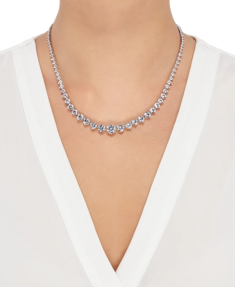 Arabella Cubic Zirconia Graduated 17" Necklace in Sterling Silver, Created for Macy's