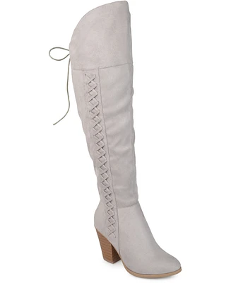 Journee Collection Women's Spritz Lace Up Over The Knee Boots