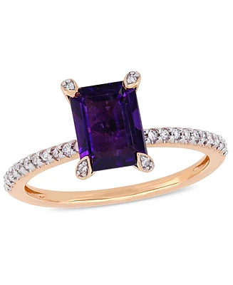 Amethyst (1-1/2 ct.t.w.) and Diamond (1/10 Ring 10k Rose Gold