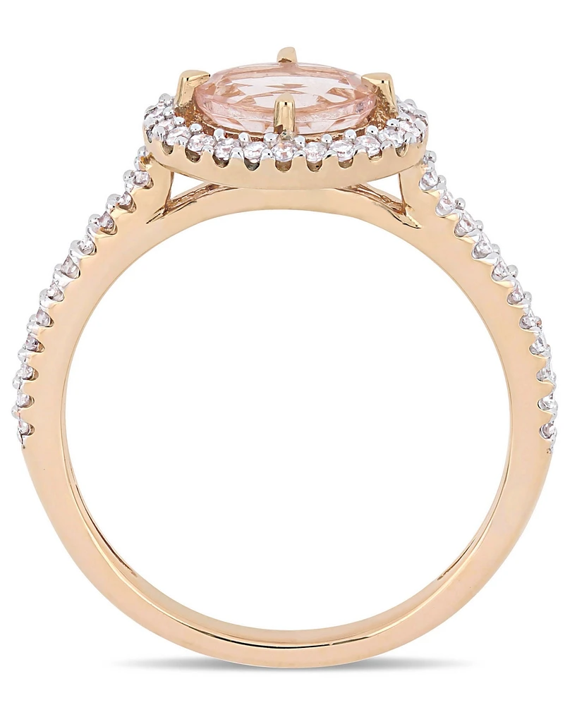 Morganite (3/4 ct.t.w.) and Diamond (1/4 Halo Ring 14k Rose Gold