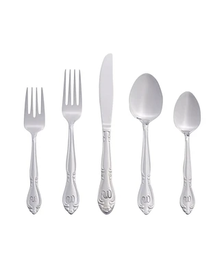 Riverridge Rose 46 Piece Monogrammed Flatware Set - W, Service for 8