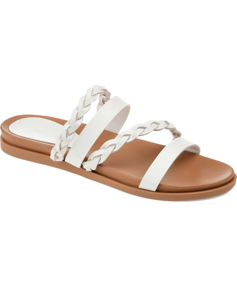 Journee Collection Women's Colette Braided Strappy Open Toe Flat Sandals