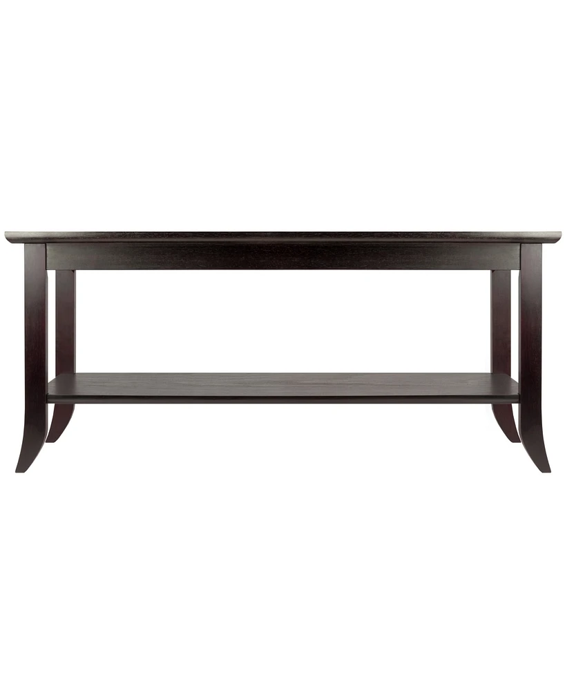 Genoa Rectangular Coffee Table with Glass Top and Shelf