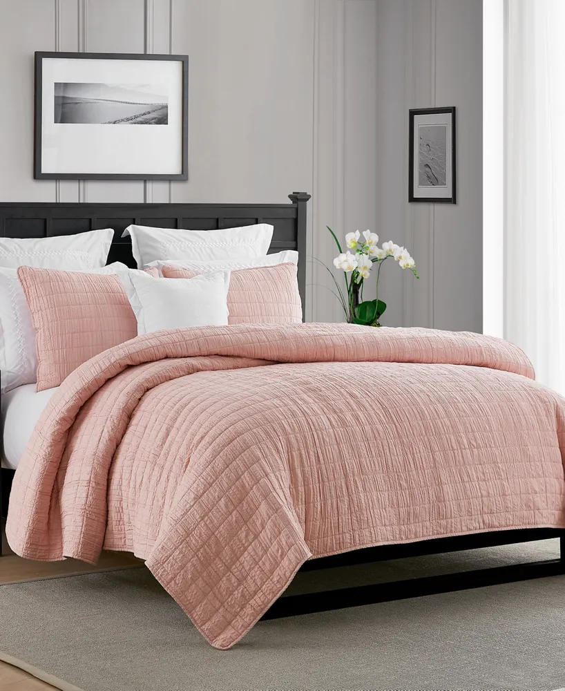Cathay Home Inc. Enzyme Washed Crinkle Quilt Set