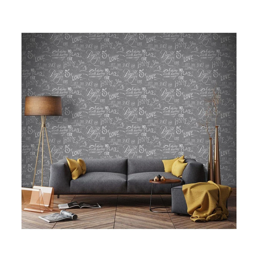 Graham Brown Chalk Board Grey Wallpaper
