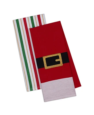 Design Imports Assorted Santa Belt Dishtowel Set