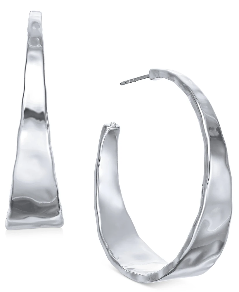 Style & Co Silver-Tone Hammered Medium Hoop Earrings 1.5", Exclusively at Macy's