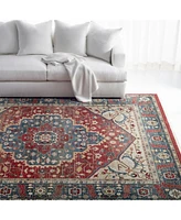 Lauren Ralph Lauren Chloe LRL1221A Red and Navy 5'1" X 7'6" Area Rug