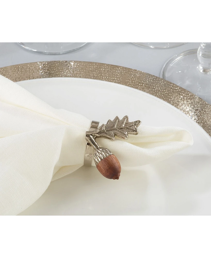 Saro Lifestyle Acorn Design Napkin Ring, Set of 4