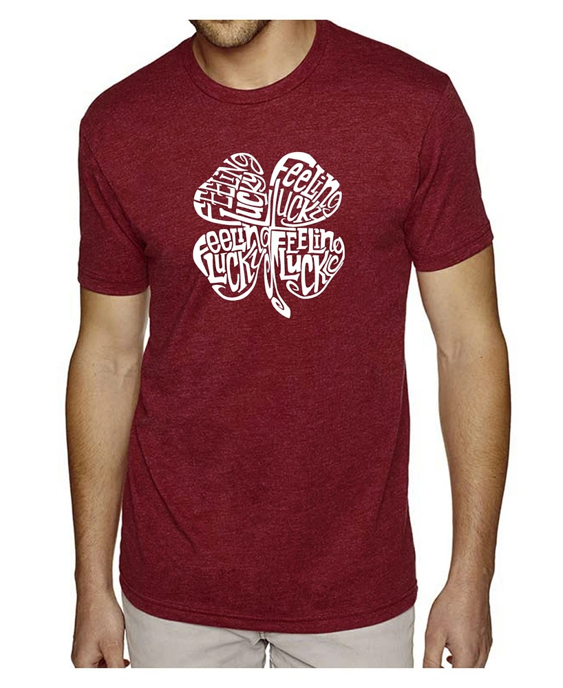 La Pop Art Men's Premium Word T-Shirt - Feeling Lucky