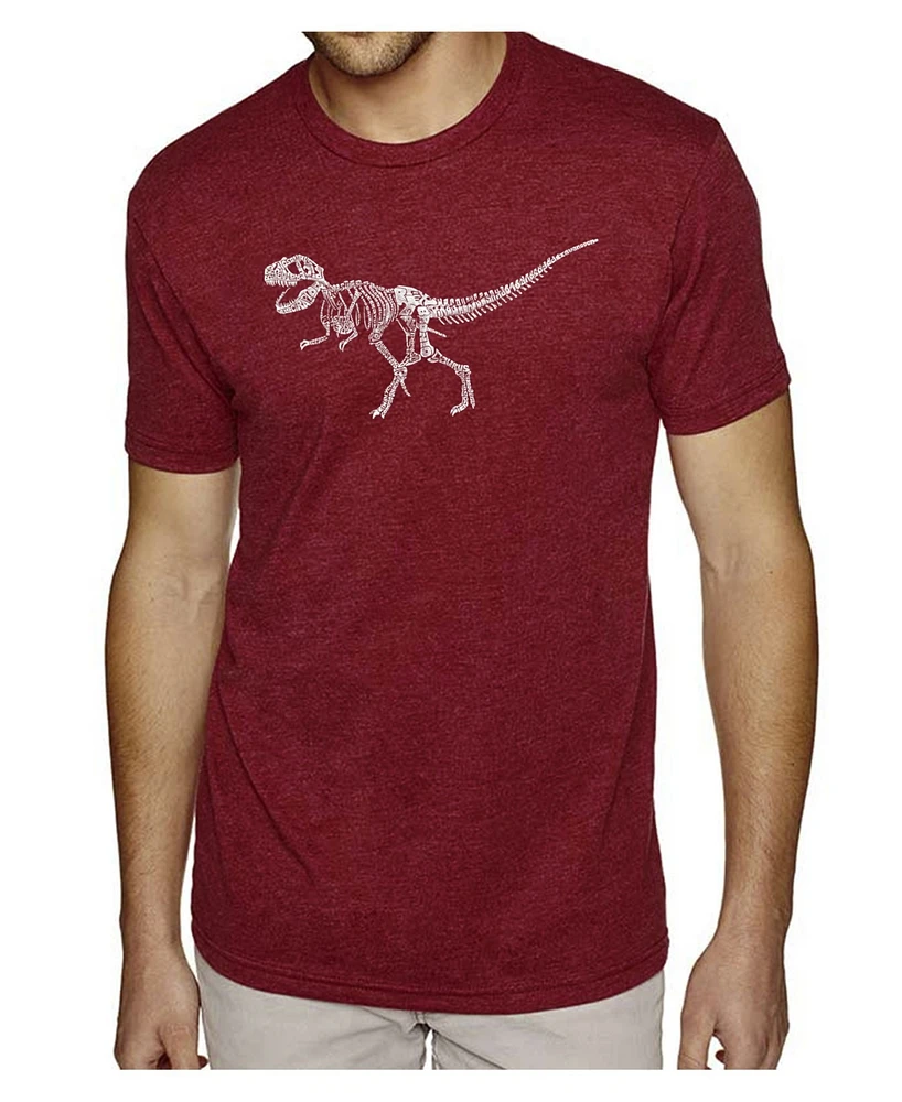 La Pop Art Men's Premium Word T-Shirt - Dinosaur T-Rex Skeleton
