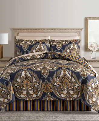 Fairfield Square Collection Odyssey Scroll/Stripe Reversible 8 Pc. Comforter Sets, Exclusively at Macy's