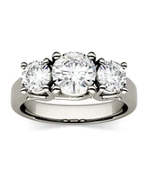 Moissanite Three Stone Ring 2 ct. t.w. Diamond Equivalent in 14k White Gold or 14k Yellow Gold