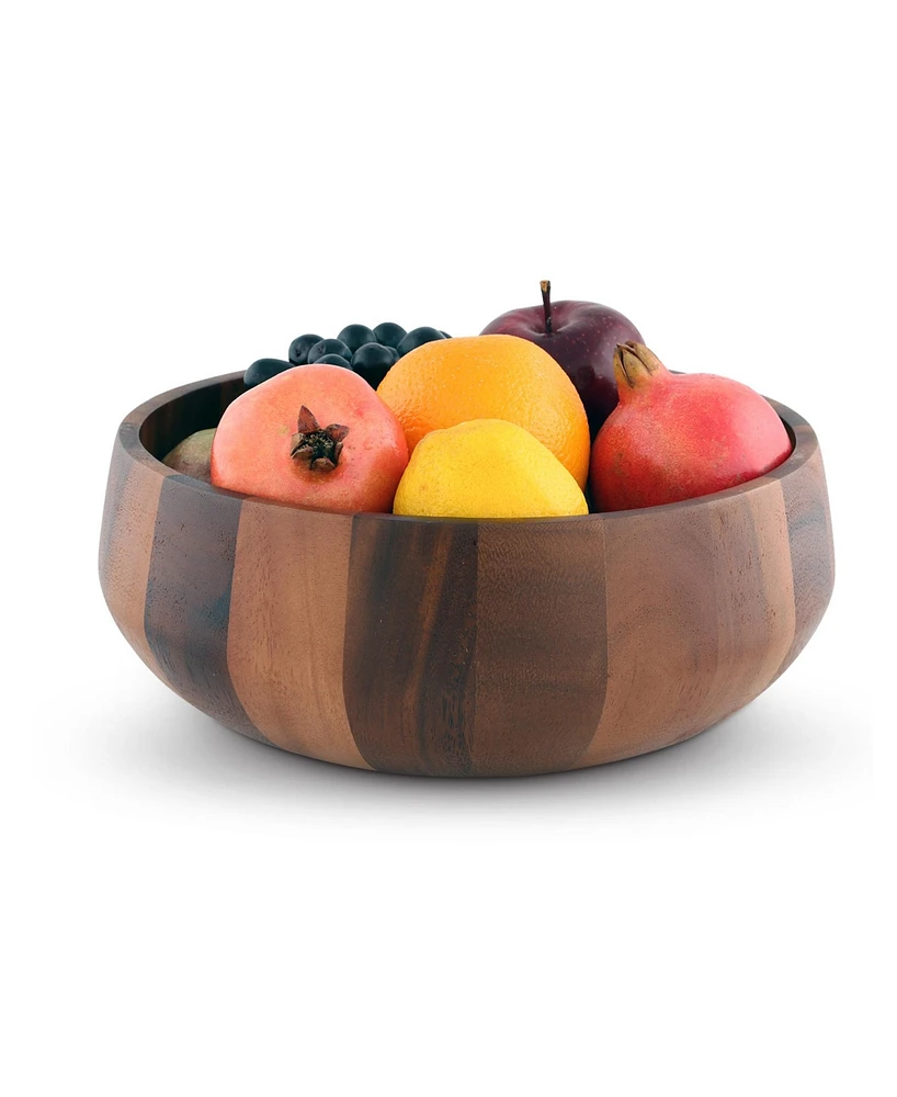 Arthur Court Acacia Wood Serving Bowl for Fruits or Salads Modern Round Shape Style Large Wooden Single Bowl