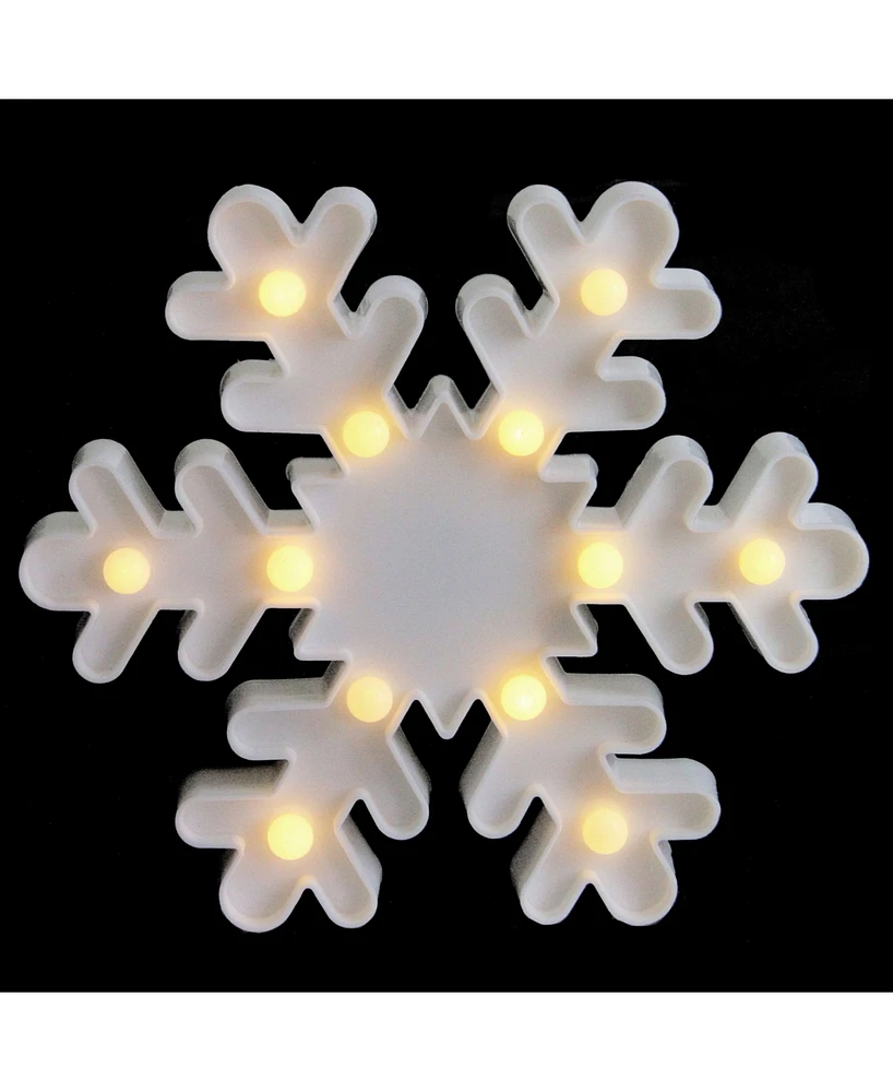 Northlight 9.5" Battery Operated Led Lighted White Snowflake Christmas Marquee Sign