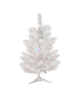 Northlight 2' Pre-Lit Led Snow White Artificial Christmas Tree - Multi Lights