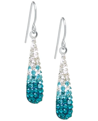 Crystal Pave Tear-Shape Drop Earrings Sterling Silver