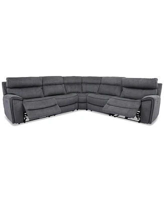 Closeout! Hutchenson -Pc. Fabric Sectional with Power Recliners and Headrests