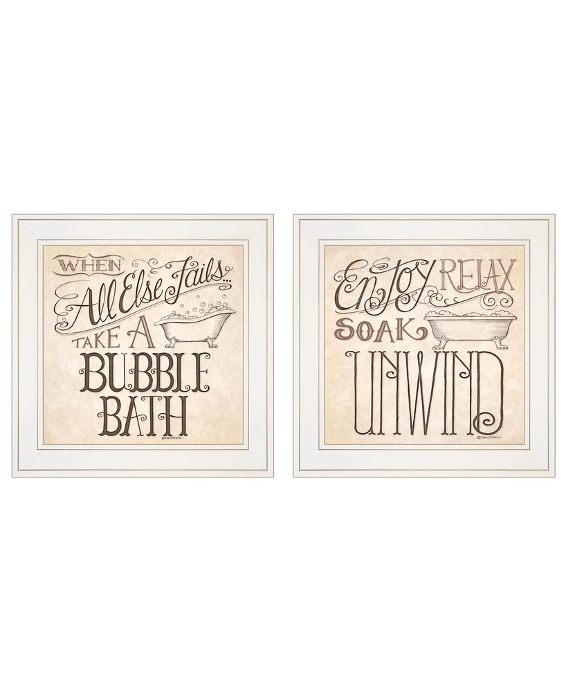Trendy Decor 4U Soak Unwind 2-Piece Vignette by Deb Strain, White Frame, 15" x 15"